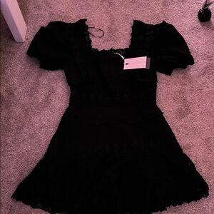 Endless Rose Black Puff Sleeve Midi Sundress